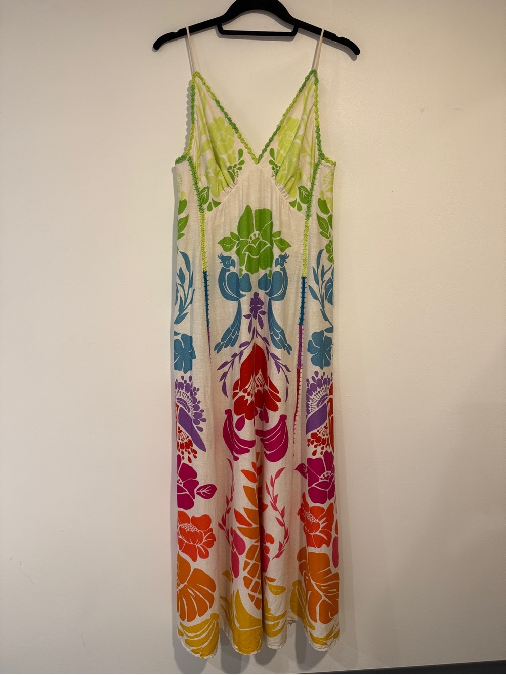 Farm Rio Multicolor Floral Maxi V-Neck Slip Dress - Size Medium